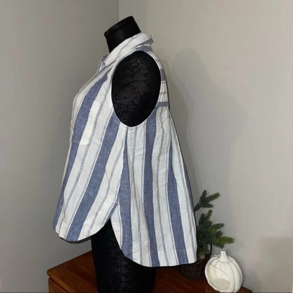 Madewell Striped Sleeveless Shirt Sz S ❤️ - Picture 4 of 6
